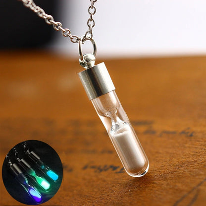 Glow In The Dark Sands of Time Hourglass Necklace