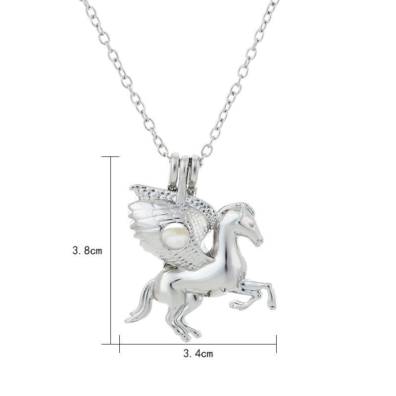 Glow In The Dark Silver Pegasus Necklace