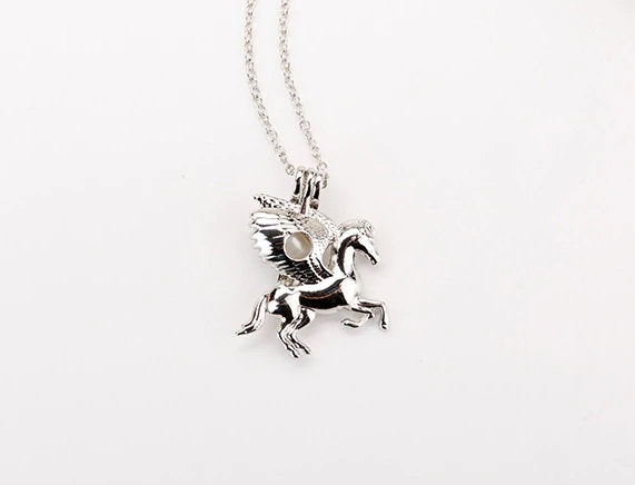 Glow In The Dark Silver Pegasus Necklace