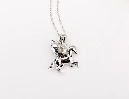 Glow In The Dark Silver Pegasus Necklace