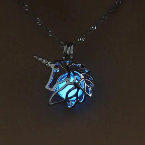 Glow In The Dark Silver Unicorn Necklace