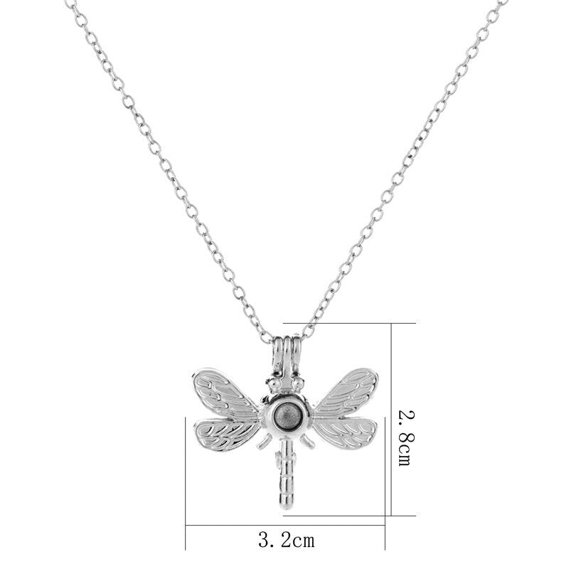 Glow In The Dark Silver Dragonfly Necklace