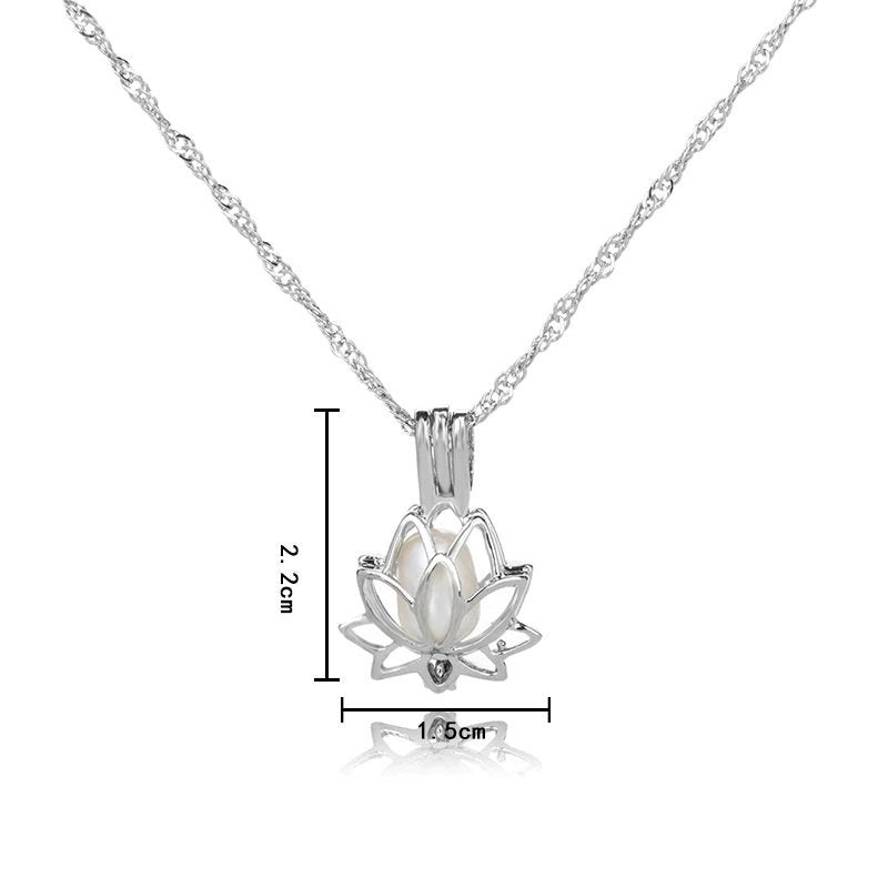 Lotus Flower Sterling Silver Cage Pendant