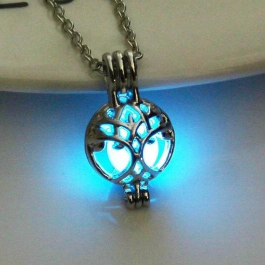 Glow In The Dark Silver Tree of Life Necklace