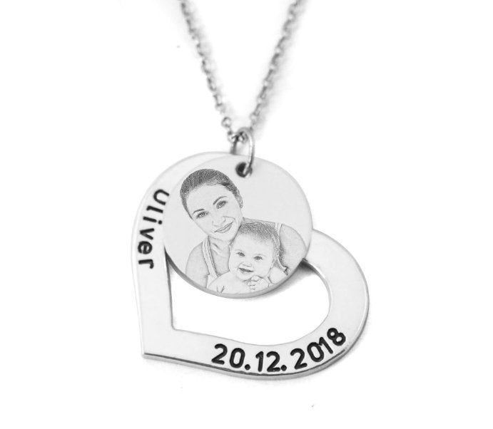 Customized Engraved Photo Message Necklace