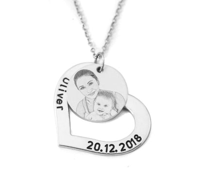 Customized Engraved Photo Message Necklace