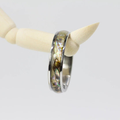 Bague en coquille d'ormeau naturelle en or ou en argent