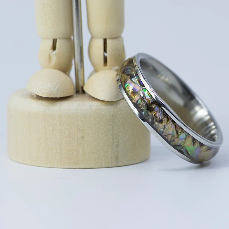 Bague en coquille d'ormeau naturelle en or ou en argent