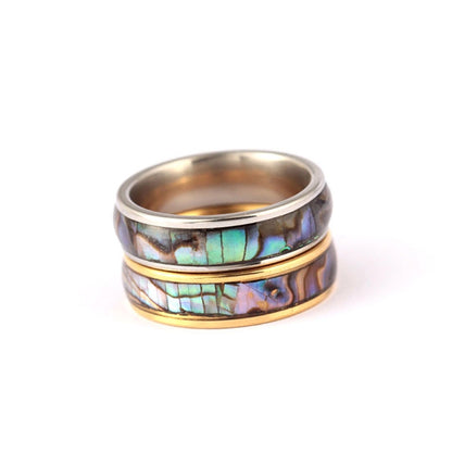 Natural Abalone Shell Ring in Gold or Silver