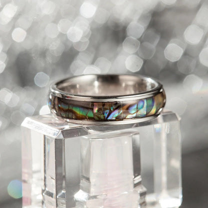 Bague en coquille d'ormeau naturelle en or ou en argent