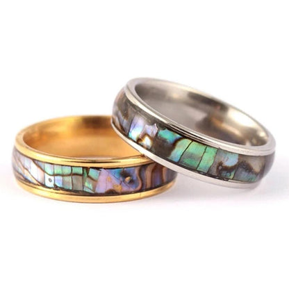 Natural Abalone Shell Ring in Gold or Silver