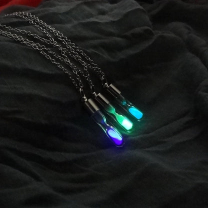 Glow In The Dark Sands of Time Hourglass Necklace