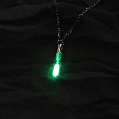 Glow In The Dark Sands of Time Hourglass Necklace