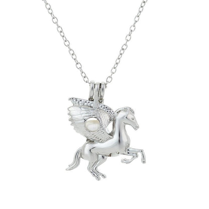 Glow In The Dark Silver Pegasus Necklace