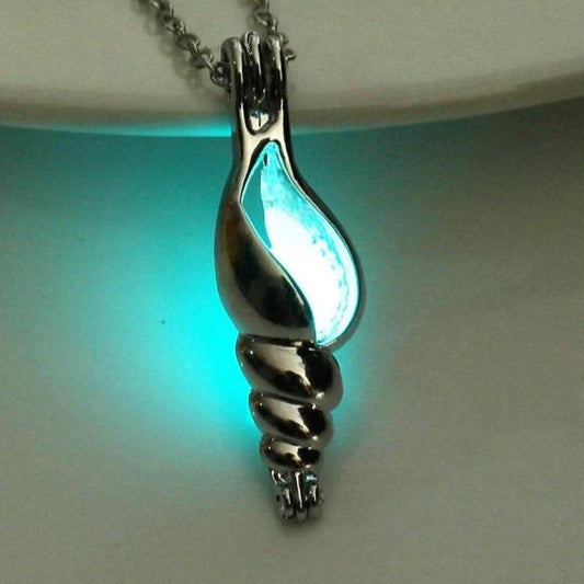 Glow In The Dark Silver Seashell Necklace