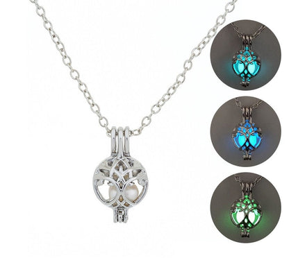 Glow In The Dark Silver Tree of Life Necklace