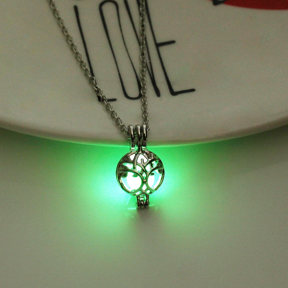 Glow In The Dark Silver Tree of Life Necklace