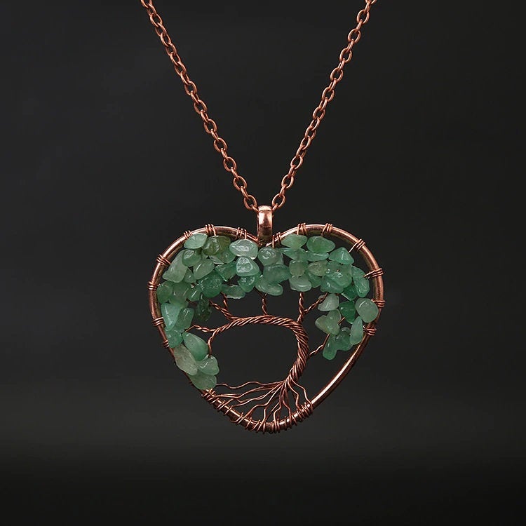 Collier arbre de vie avec pierres précieuses arc-en-ciel