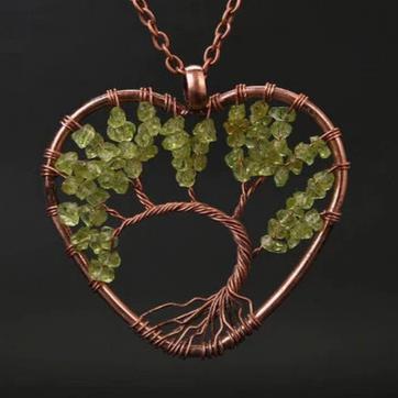 Collier de pierres précieuses arbre de vie péridot