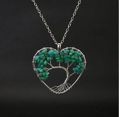 Collier de pierres précieuses arbre de vie en apatite bleue