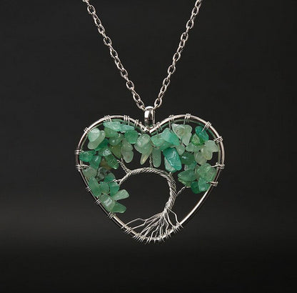 Collier de pierres précieuses arbre de vie en apatite bleue