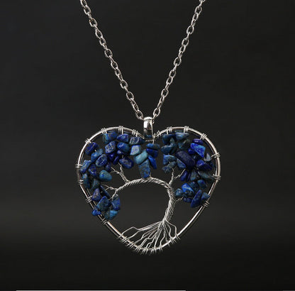 Collier de pierres précieuses arbre de vie en apatite bleue