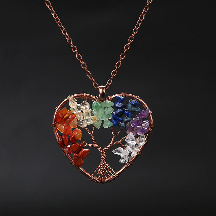 Collier arbre de vie chakra arc-en-ciel