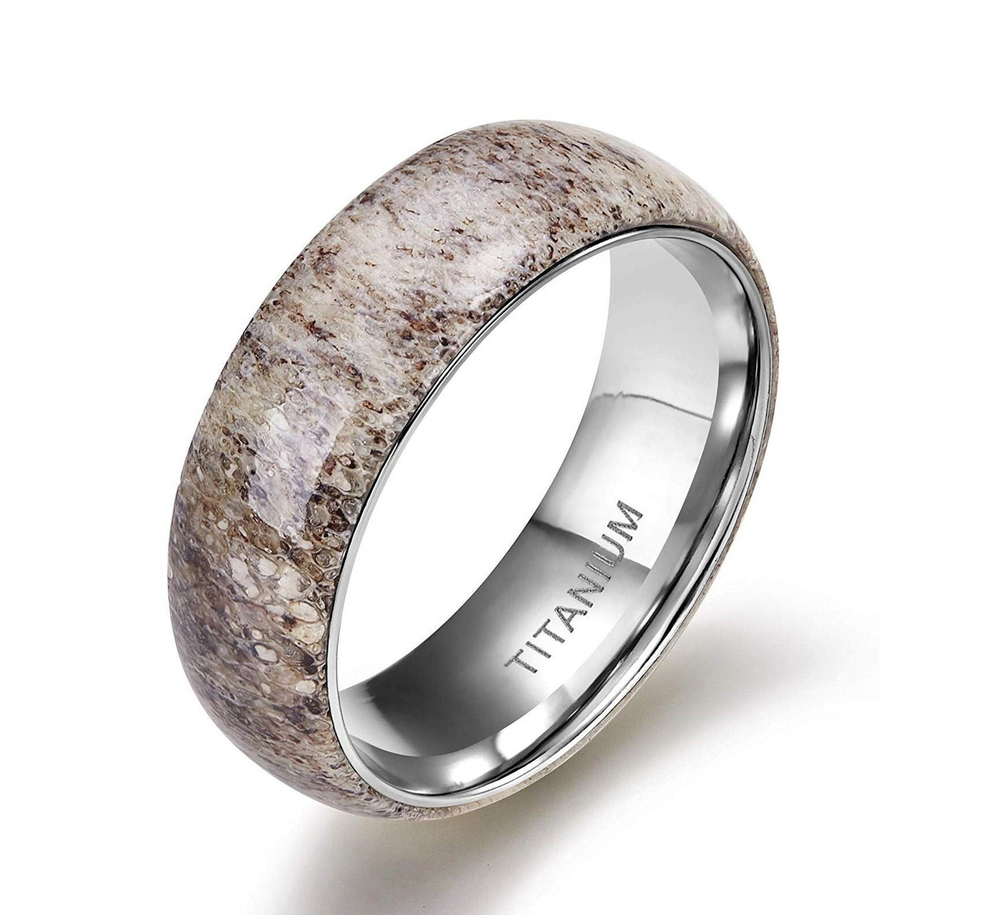 Bague en titane Bague de mariage en titane Bague en bois de cerf Hommes Femmes Bande de mariage 8mm Bande Bague personnalisée Bague de mariage pour hommes Bague en titane pour hommes