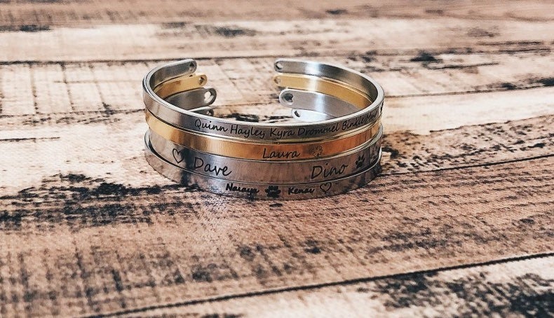 Custom engraved store cuff bracelet