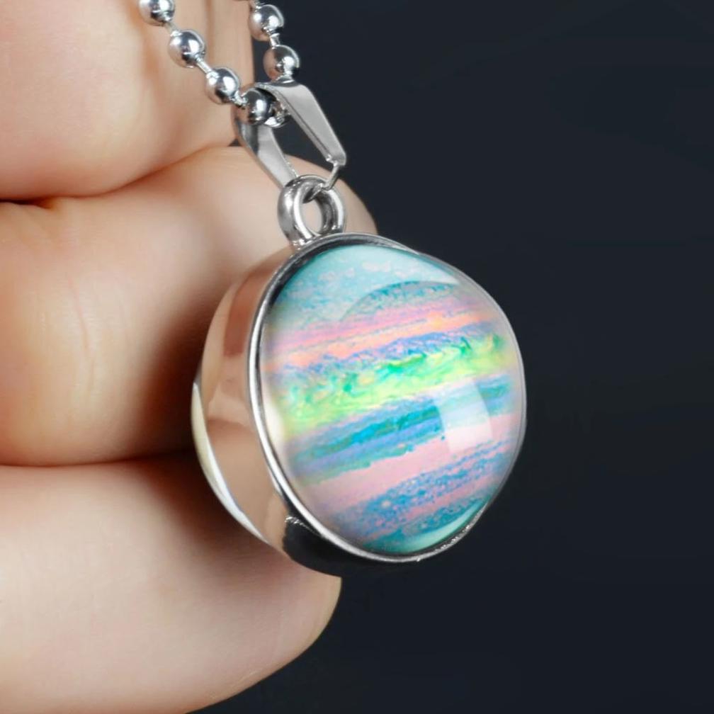 Collier planète Jupiter arc-en-ciel