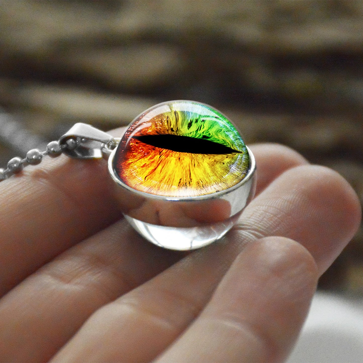 Collier œil de chat arc-en-ciel 3D