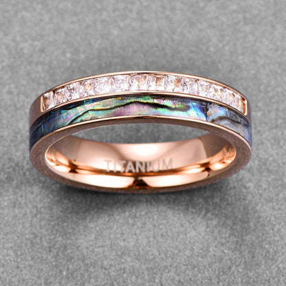 Bande de mariage en titane Bande de mariage pour femmes Bague d’ormeau Bague de mariage en or rose Bague de mariage pour femmes Bague de mariage en titane Bague en titane pour femmes