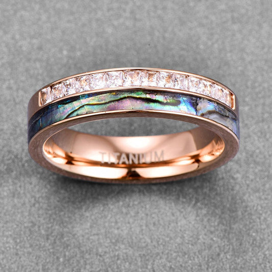 Bande de mariage en titane Bande de mariage pour femmes Bague d’ormeau Bague de mariage en or rose Bague de mariage pour femmes Bague de mariage en titane Bague en titane pour femmes