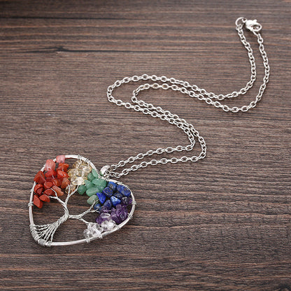 Collier arbre de vie chakra arc-en-ciel