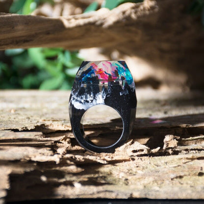 Bague du monde secret, bague Aurora, bague aurore boréale, bague aurores boréales, bijoux du monde caché enchanté, bague chunky, bague faite à la main