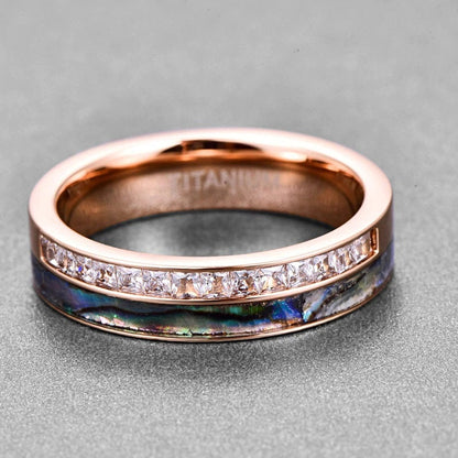 Bande de mariage en titane Bande de mariage pour femmes Bague d’ormeau Bague de mariage en or rose Bague de mariage pour femmes Bague de mariage en titane Bague en titane pour femmes