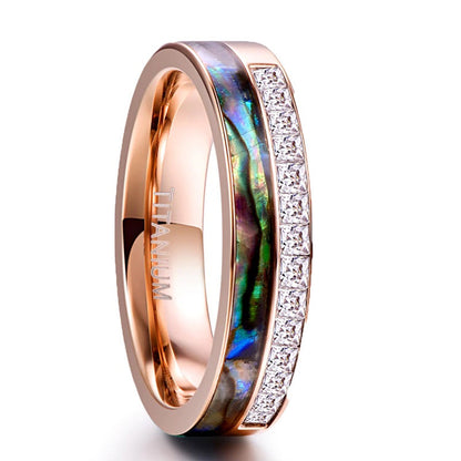 Bande de mariage en titane Bande de mariage pour femmes Bague d’ormeau Bague de mariage en or rose Bague de mariage pour femmes Bague de mariage en titane Bague en titane pour femmes