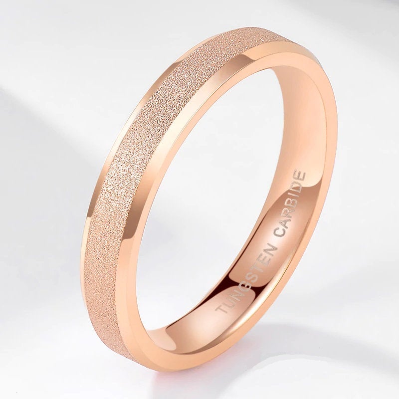 Rose Gold Wedding Band Sparkly Ring for Women