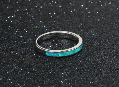 Bague en argent sterling 925 avec opale de feu bleue