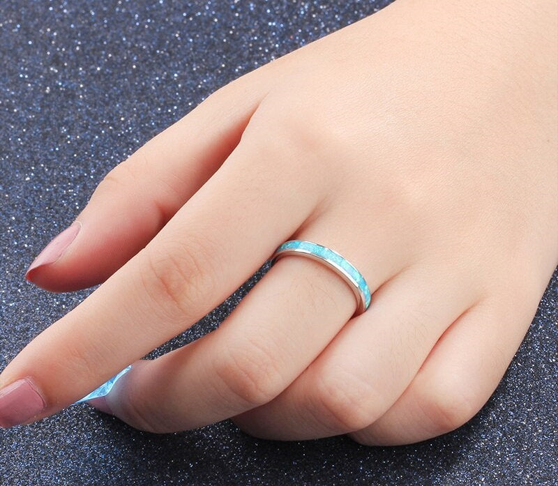 Blue Fire Opal 925 Sterling Silver Ring