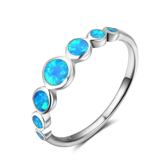 Bague opale de feu bleue bague en argent sterling 925