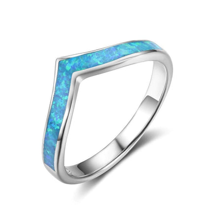 Bague opale de feu bleue bague de pointe en argent sterling 925