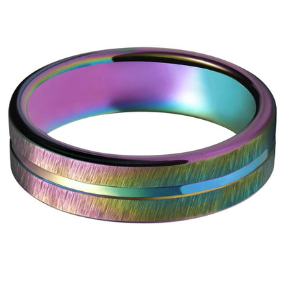 Bague de mariage arc-en-ciel irisée en tungstène 4 mm