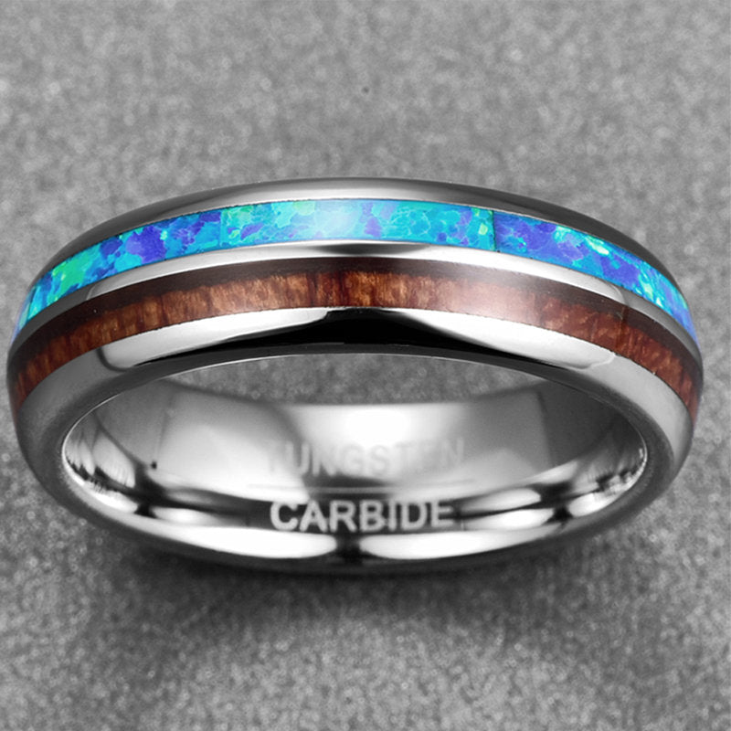 Blue Fire Opal Wedding Ring for Women