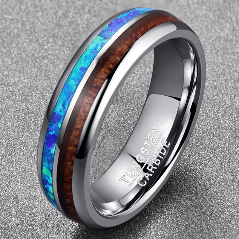 Bague de mariage en opale de feu bleue pour femme