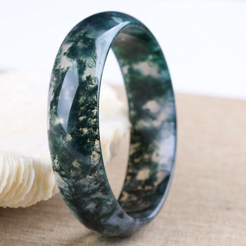 Green Moss Agate Crystal Bangle