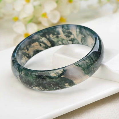 Green Moss Agate Crystal Bangle