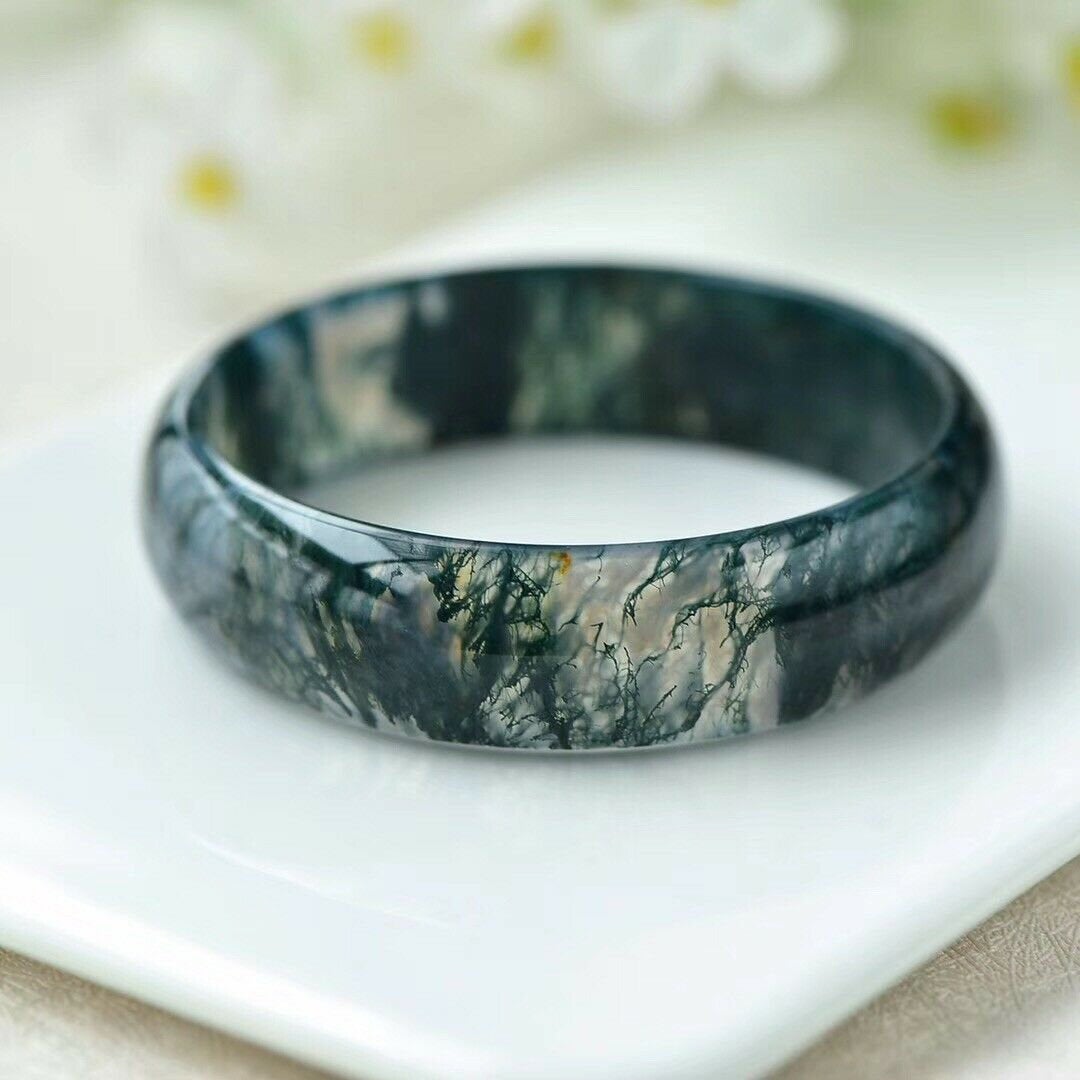 Green Moss Agate Crystal Bangle