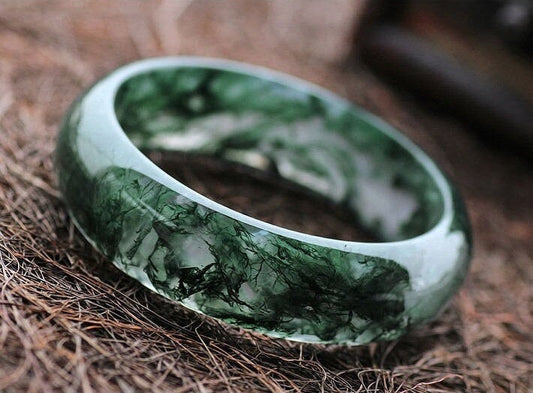 Green Moss Agate Crystal Bangle