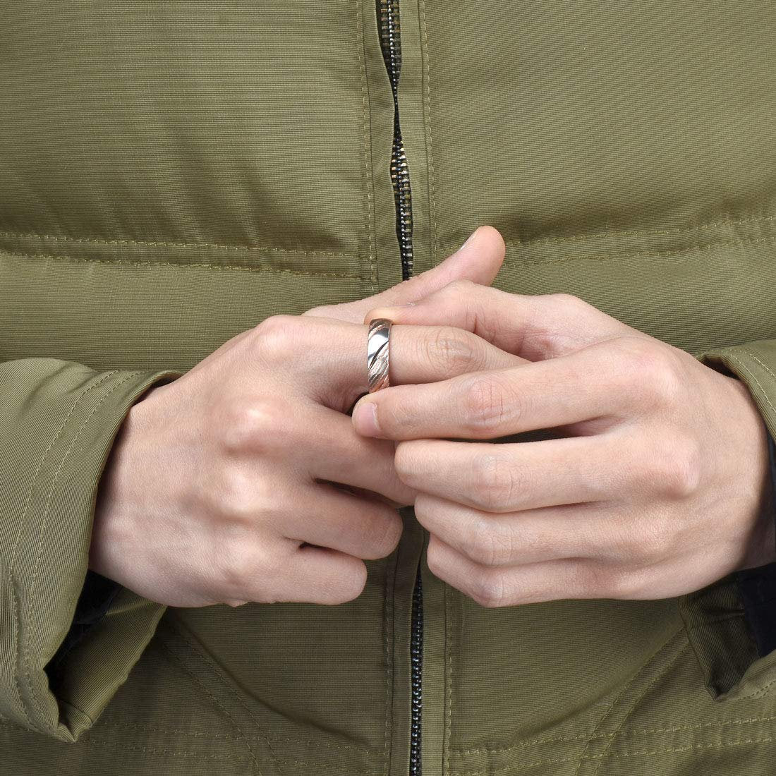 Rose Gold Men's Damascus Steel Ring in 6mm